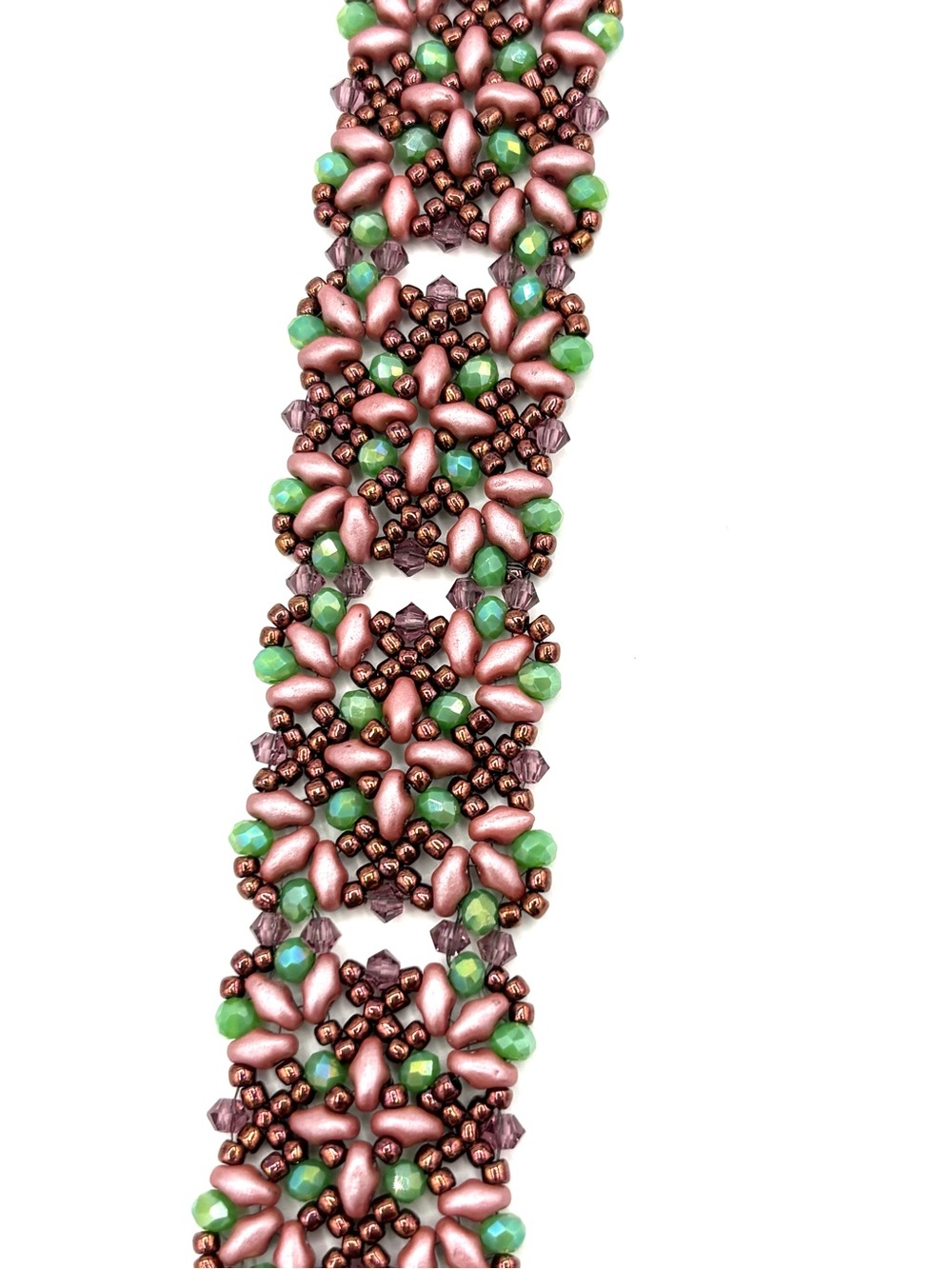 Hand Crafted Copper Pink and Green Victorian Style Bracelet - Picture 5 of 9